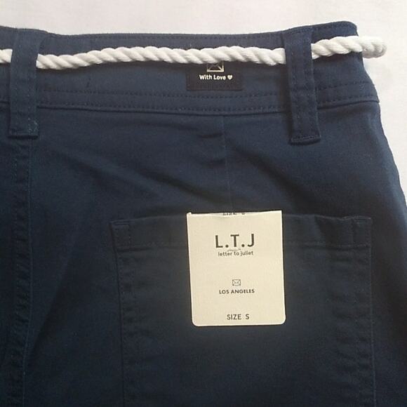 L.T.J. Letters to Juliet Navy High Waist Joggers Zip Cuff Rope Belt SZ S NWT - Picture 7 of 7